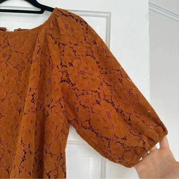 Dolan Norah Floral Corduroy Blouse Orange XS - Picture 8 of 14